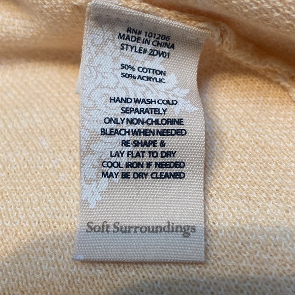 SOFT SURROUNDINGS Size L Light Orange & Cream Zebra Stripe Open Front Cardigan - Picture 6 of 9